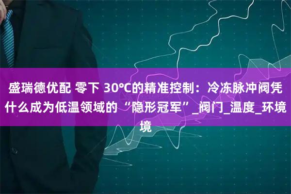 盛瑞德优配 零下 30℃的精准控制：冷冻脉冲阀凭什么成为低温领域的 “隐形冠军”_阀门_温度_环境