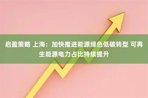 启盈策略 上海：加快推进能源绿色低碳转型 可再生能源电力占比持续提升