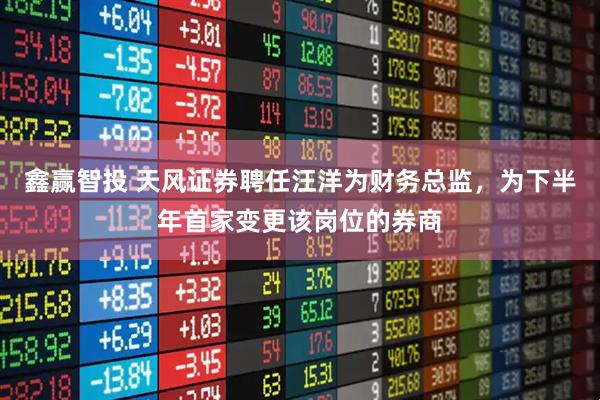 鑫赢智投 天风证券聘任汪洋为财务总监，为下半年首家变更该岗位的券商